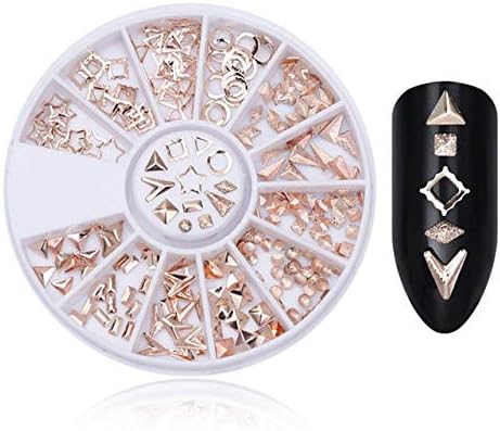 Nails Art Accessories - Rhinestones For Nails, Rhinestones For Crafts Mixed Silver Round Nail Decoration in Wheel Nail Rhinestones for UV Gel Shining Body Nail Accessories - Rose Gold Matte