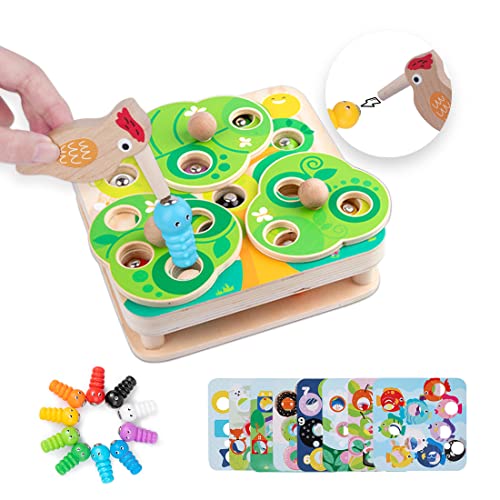 Wooden Woodpecker Catching Game, Wooden Montessori Toy