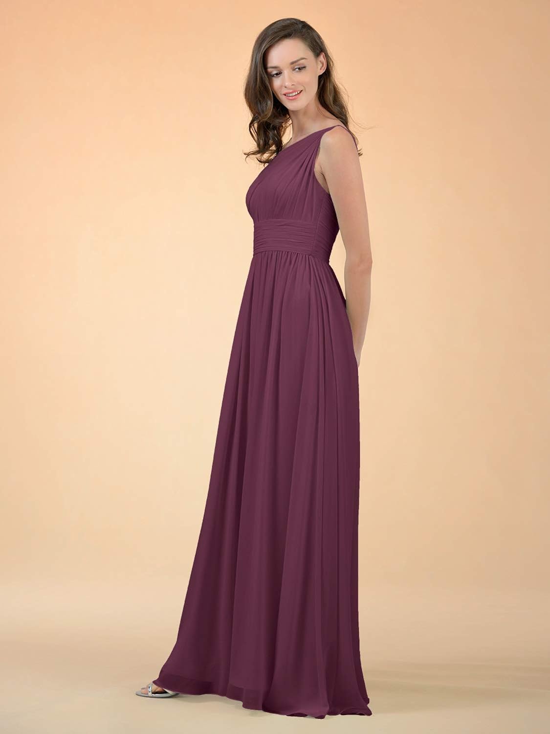 Alicepub One Shoulder Bridesmaid Dress Chiffon Long Maxi Formal Dresses for Women Party