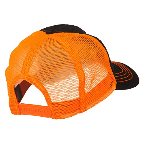Fashion Quilted Trucker Two Tone Neon Mesh Cap - Black Neon Orange OSFM