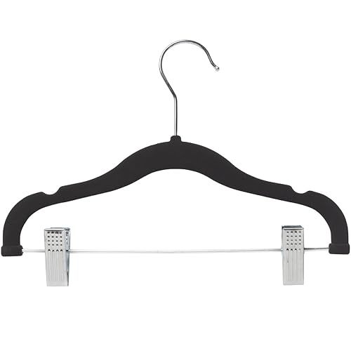 Home-it 12 PACK baby hangers with clips BLACK baby Clothes Hangers