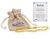Baltic Amber Teething Necklace For Babies (Unisex) (Raw Milky) - Anti Inflammatory, Drooling & Teething Pain Reduce Properties - Natural Certificated Oval Baltic Jewelry with the Highest Quality