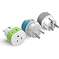 OREI Denmark Power Plug Adapter with 2 USA Inputs - Travel 3 Pack - 1 Type K & 2 Type E/F Safe Grounded Use with Cell Phones, Laptop, Camera Chargers, CPAP, and More