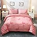LAMEJOR Duvet Cover Sets Queen Flamingo Pattern Bedding Set Comforter Cover (1 Duvet Cover+2 Pillowcases) Pink