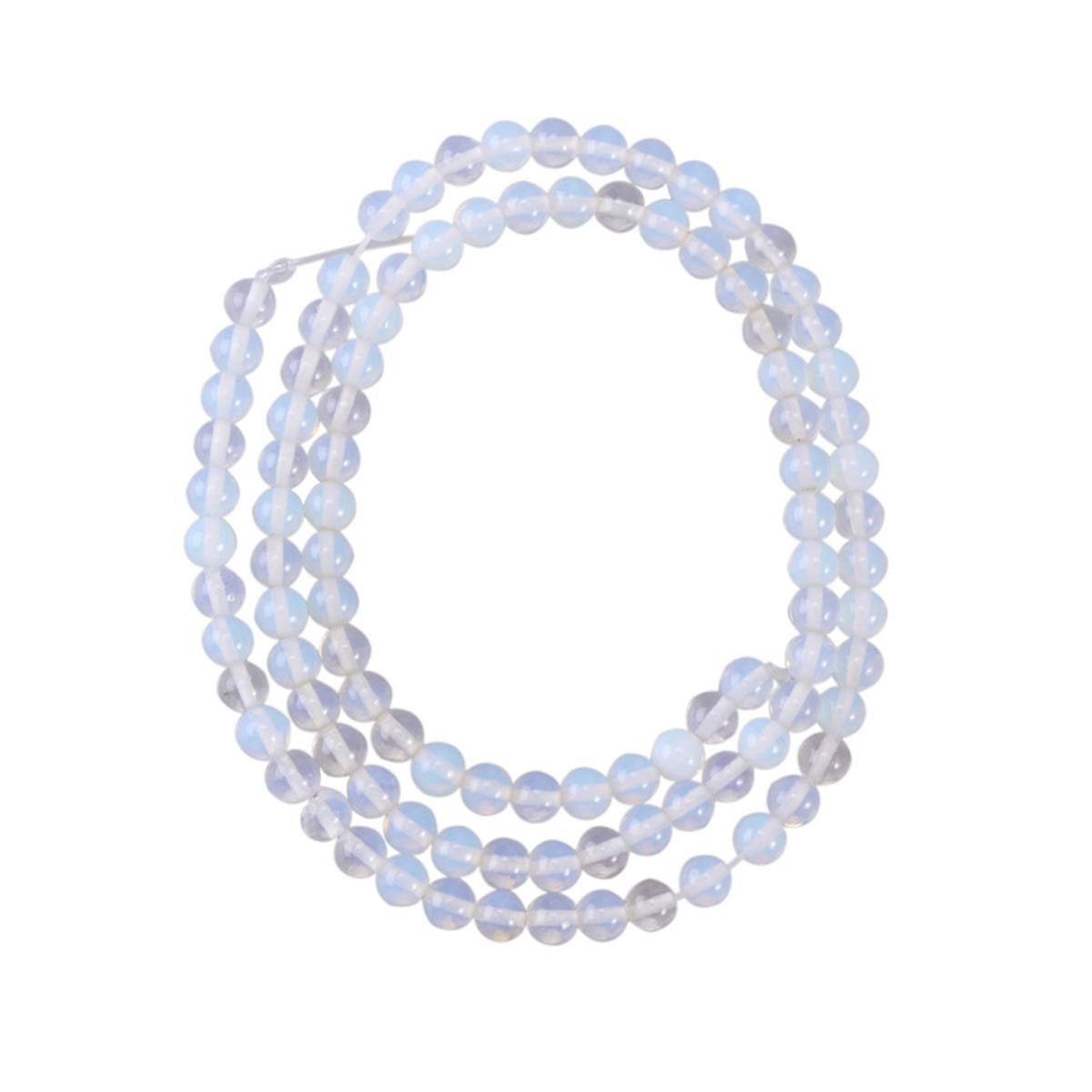 Healifty Natural Opal Beads Gemstone Round Charm Beads for Bracelets Decorative Beads for Jewelry Making White 4mm