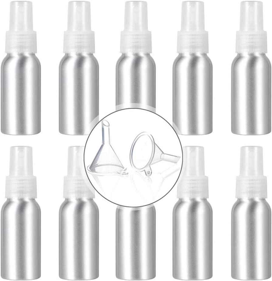 Small Spray Bottle 50ml Empty Clear Fine Mist Spray Bottles Aluminum Travel Atomiser Bottle Set