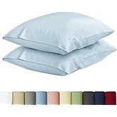 URBANHUT 100% Cotton Pillowcases, King Size, Ultra Soft Pillow Case, 20x36 Inches Set of 2, Hotel Quality Premium Cooling Pillow Cases - Light Blue