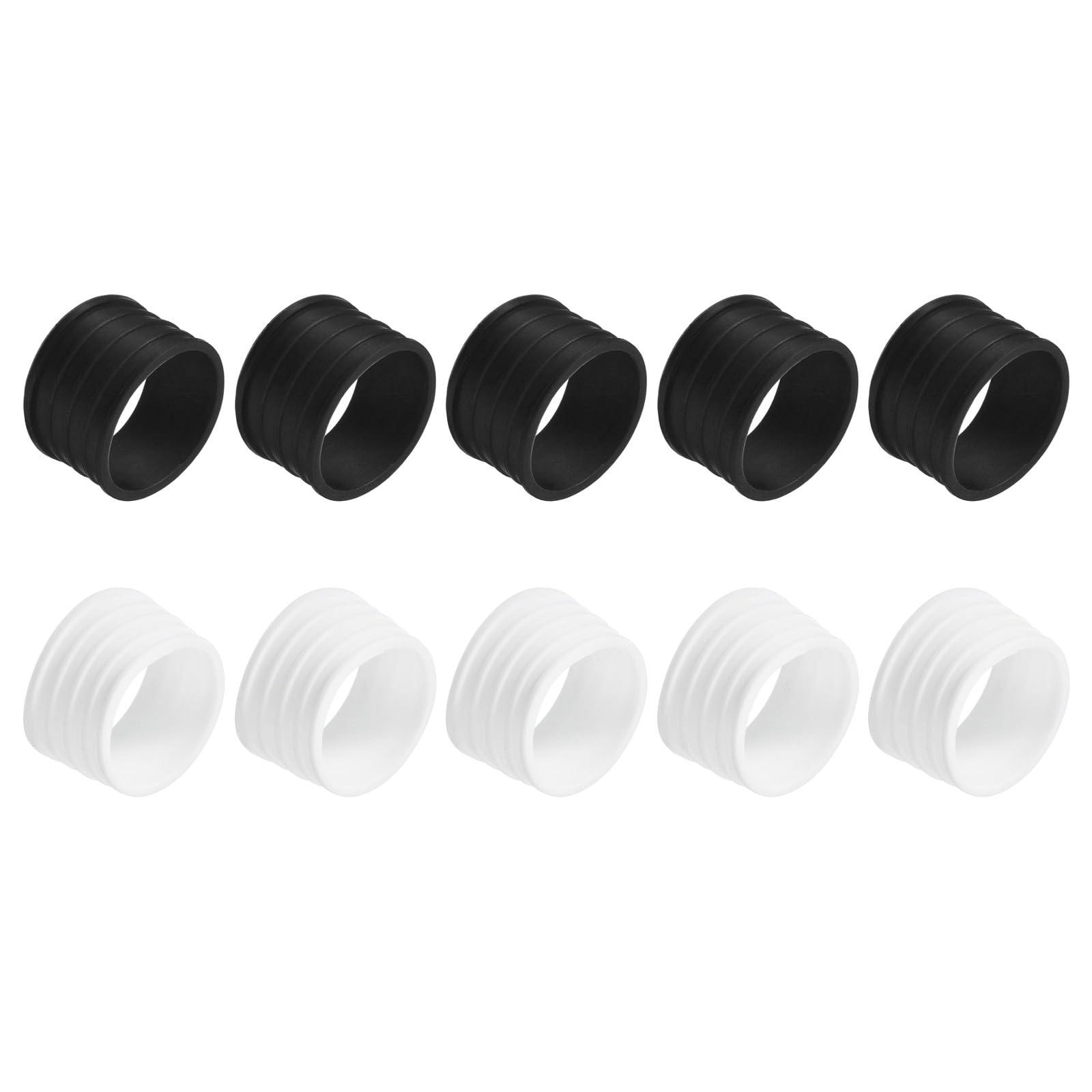 M METERXITY 10 Pack Badminton Racket Handle Grip Ring - Rubber Anti-Slip Fix Ring Grip Band, Apply to Badminton Tennis Rackets/Handles (Black/White)