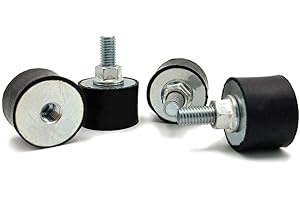 EASYEAH M10 Rubber Studs Shock Absorber Anti-Vibration Isolator Mounts, Rubber Cylindrical Vibration Isolation Mount for Air Compressors Garage Motor Diesel Engines with Non-Slip Nuts, 4 Pack Double Stud