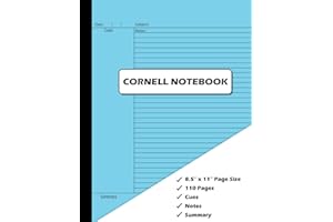 Cornell Notebook: Large (8.5” x 11”) Cornell Style Notebook Paper for High School and College Students. College Ruled Composi