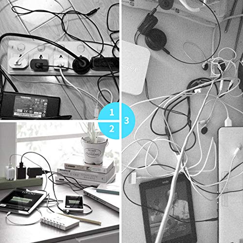 Wffo 5 Pcs Cross Slicone Cable Organizer♚Desktop Organizer Winder Management Headphone Cord Holder (Black) - Thumbnail 3