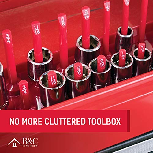 Socket Organizer Trays - 6 Piece SAE & Metric Socket Holder - Socket Tool Set Storage for ¼ inch, ⅜ inch & ½ inch Drive Holder for Mechanics