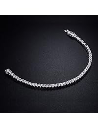 GMESME Brazalete estilo tenis clásico, zirconia cúbica, chapado en oro blanco de 18 quilates, 7.5 pulgadas