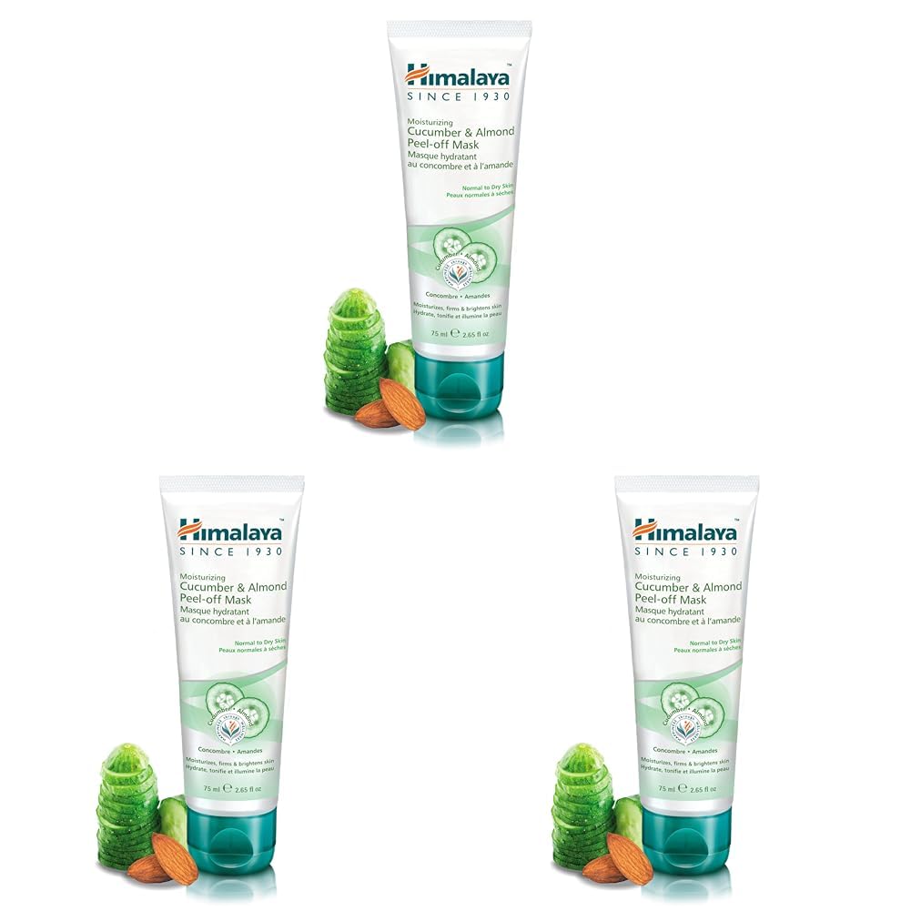 Himalaya Moisturizing Cucumber and Almond Peel-off Mask Cleansing Face Mask | Moisturizing Mask -75ml (Pack of 3)