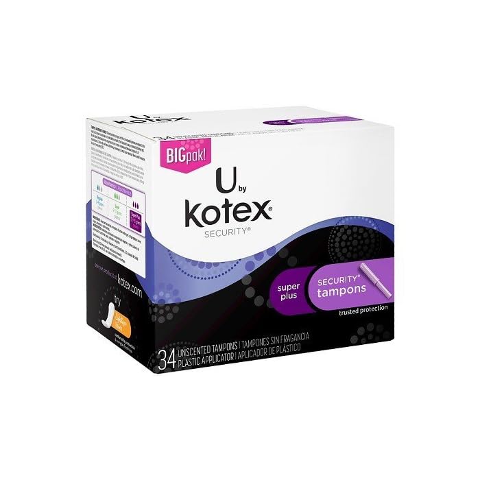 U By Kotex Security Tampons with Plastic Applicator, Super Plus, 34 Ct