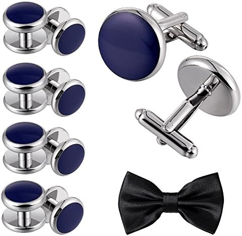 Aienid Stainless Steel Cufflinks and Studs Set for Men Cuff Link Wedding Business