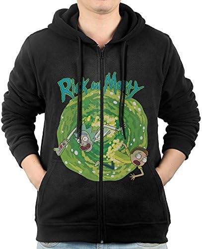 Mens Rick And Morty Funny Cartoon Men's Slim Fit Zip-up Hoodies Fleece Sweatshirts JacketMedium