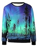 Pandolah Neon Galaxy Cosmic Colorful Patterns Print Sweatshirt Sweaters