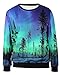 Pandolah Neon Galaxy Cosmic Colorful Patterns Print Sweatshirt Sweaters
