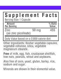 Bluebonnet Nutrition Picolinato de zinc, 743715007406, 1