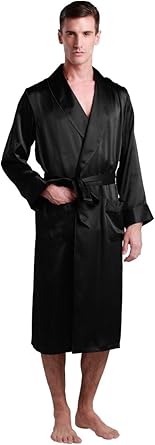 mens pure silk dressing gown