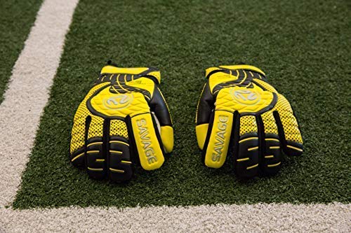 FINGERSAVE Goalkeeper Gloves by K-LO - The Savage Goalie Glove Has Fingersave Protection in All 5-Fingers to Prevent Injury and Improve Shot Blocking. Super Sticky Palms.Youth & Adult Sizes. Yellow. - Thumbnail 3