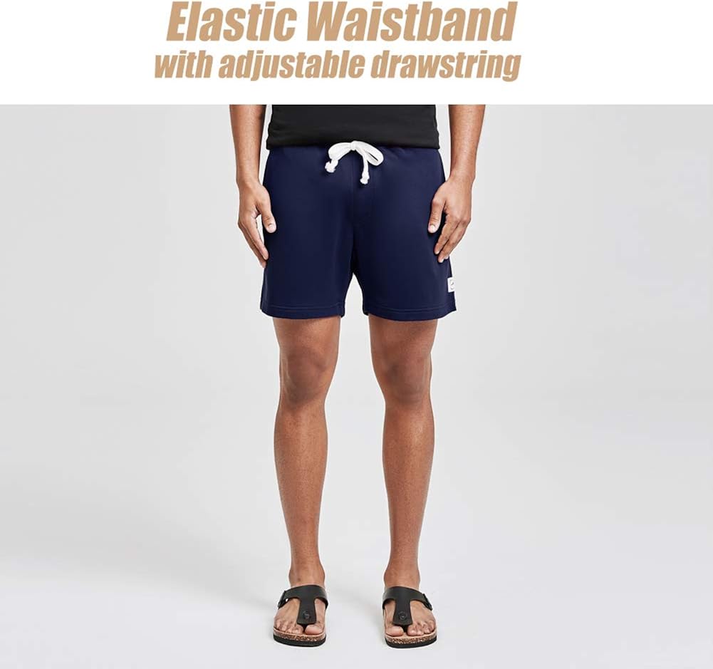 MaaMgic Mens Athletic Gym Shorts 5.5" Elastic Waist Casual Pajama Pocket Jogger Men Workout Short Pants at  Men’s Clothing store