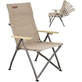 Kakadu Revived Recliner, Adjustable Camping Chair w/ 4 Reclining Positions, Recycled Heavy-Duty Canvas w/Rugged Aluminum Frame and Bamboo Armrests, Foldable Chair, Includes Carry Bag