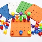 T-Juan MM Peg Board Set for Toddlers and Preschoolers Occupational Therapy Montessori Color Recognition Sorting & Countingï¼ˆFine Motor Toy Pegboard Set with 30 Pegs in Boardï¼‰