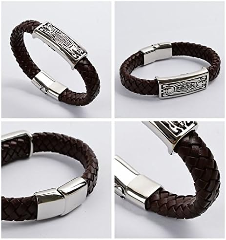 Jewelryfinds High-Grade Korean Men Casual Fashion Leather Bracelet Titanium Steel