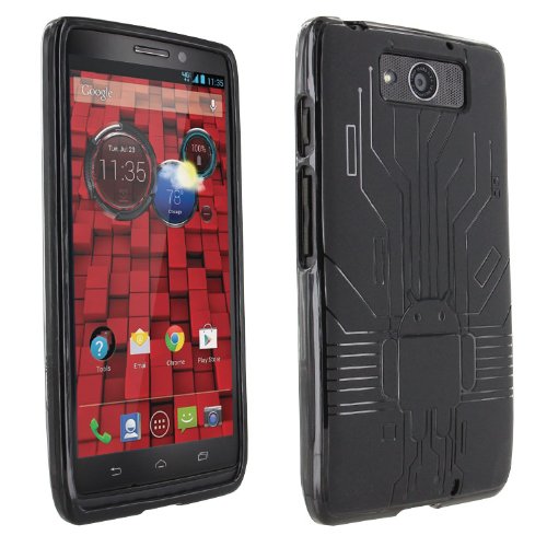 Droid Maxx Case, Cruzerlite Bugdroid Circuit TPU Case Compatible for Motorola Droid Maxx (Late 2013) - Black