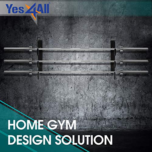 Yes4All Horizontal Wall Mounted Olympic Barbell Rack 6 Bar Vertical