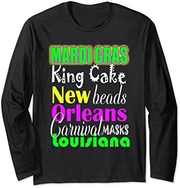 Unisex Mardi Gras New Orleans Carnival Long Sleeve T-Shirt Tee Gift Small Black