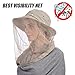 USHAKE Head Net Hat, Safari Hat Sun Hat Bucket Hat with Hidden Net Mesh Khaki