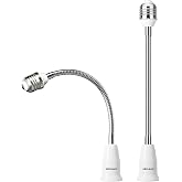 DiCUNO E26 to E26 Socket Extender 10.83 Inch, Flexible Gooseneck, 2-Pack | Standard Medium Screw Base, 165℃ Heat-Resistant, Maximum Wattage 200W, Bendable Light Bulb Extender Adapter