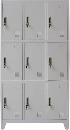 Panana Office Workplace Metal Locker Cabinet Storage Bathroom Shelf Card Holder Inner Mirror Locking Key 9 Door Amazon Co Uk Kitchen Home