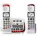 Panasonic KX-TGM420W Amplified Cordless Phone with Digital Answering Machine, 2 Handsets, White