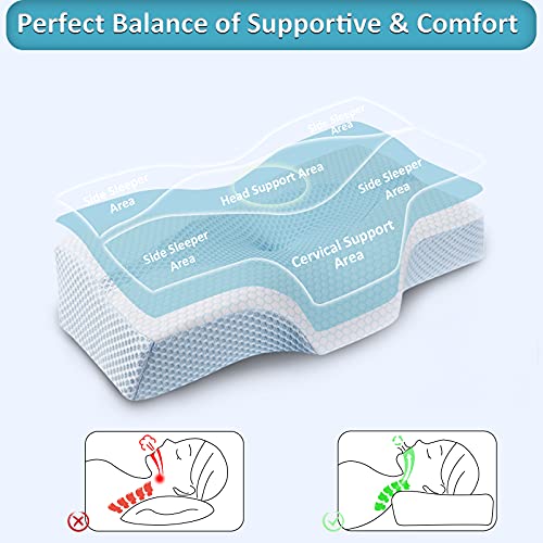 Mkicesky Memory Foam Neck Support Cervical Pillow, Side Sleeper Contour