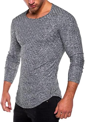 OSTELY Fashion Men's Solid O-Neck Slim Fit Long Sleeve Muscle Tee T-shirt Casual Tops Blouse