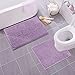 LuxUrux Bathroom Rugs Sets 2 Piece: Quick Dry, Soft Plush Anti-Slip, Super Absorbent. Includes Rectangular (31x20 inches) & U-Shaped Toilet Mat (20x20 inches) | Lavender