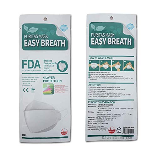 Puritas Easy Breath Mask KF94 4 Layer Disposable Protective Individual
