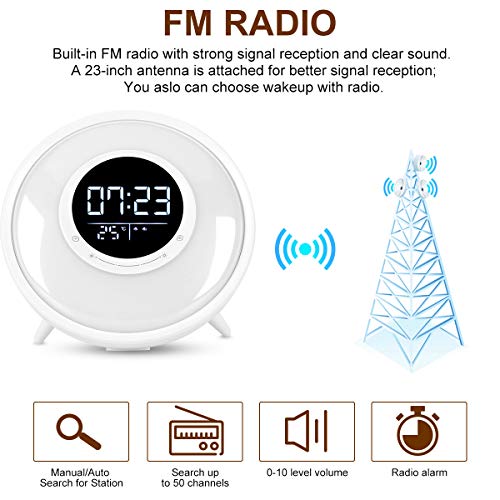 All inOne Wake Up Light Alarm Clock with FM Radio, Sleep Sound