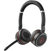Jabra Evolve 75 MS Wireless Headset, Stereo &ndash; Includes Link 370 USB Adapter &ndash; Bluetooth Headset with World-Class Speakers, Active Noise-Cancelling Microphone, All Day Battery