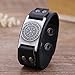 Dawapara Vintage Nordic Viking Rune Vegvisir Compass Charm Cuff Bracelet for Men/Women Gift Jewelry (Black Wristband Antique Silver)