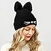 EVRFELAN Black Cat Ears Hats Embroidered Warm Knit Crochet Beanies Wool Cute Fashion Skull Cap for Women Girls in Fall Winter (Medium, Black)