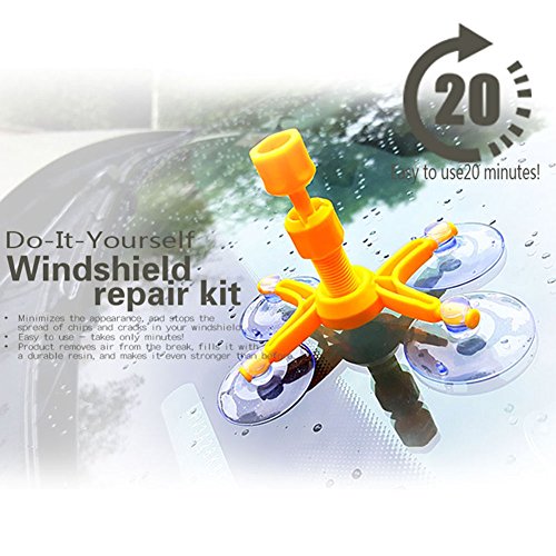 DIY Car Windshield Repair Tool Kit Set for Auto Window Glass Windscreen Chip Crack (Yellow) - Thumbnail 4