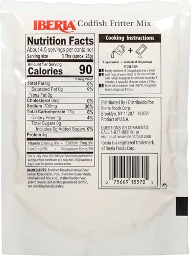 IBERIA BACALAITOS CODFISH FRITTER MIX, 4.5 OZ