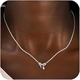 MFRYK Gold/Silver Necklace For Women,Bow Necklace 14K Gold/Sterling Silver Plated Layered Cute Small Bow Pendant Choker Chain Necklace Dainty Necklaces For Women Gold Jewelry Gift
