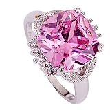 YAZILIND Women Silver Plated Band Wedding Pink Cubic Zirconia Ring Gift For Lady Size10