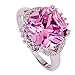 YAZILIND Women Silver Plated Band Wedding Pink Cubic Zirconia Ring Gift For Lady Size10